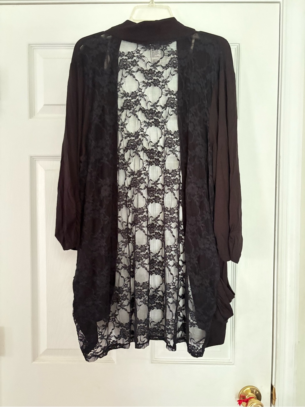 American Rag Black Lace-Back Kimono Robe
